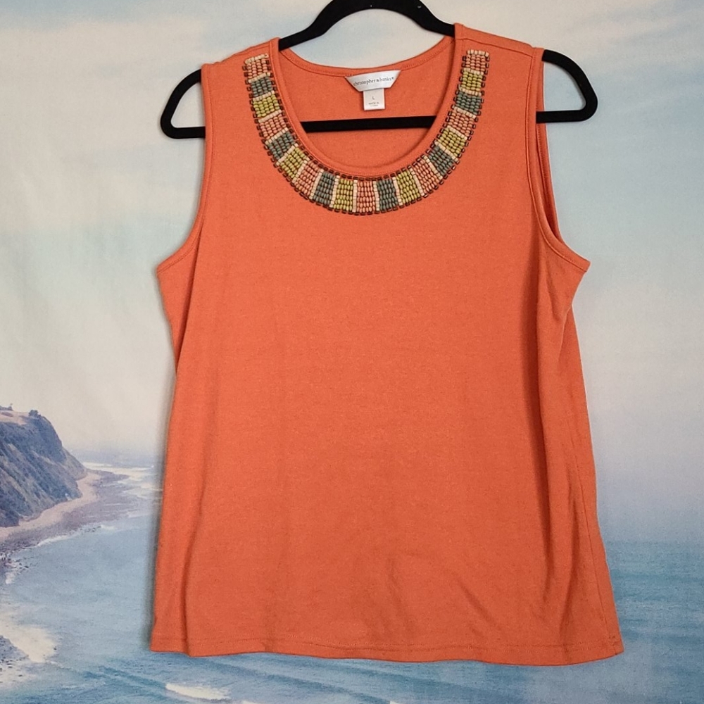 Women's Christopher N Banks Orange Bead Tank Top